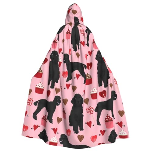 WYYDPPLK Kapuzenumhang mit lustigem rosa Pudel-Motiv, für Erwachsene, Unisex, Halloween, Weihnachten, Cosplay von WYYDPPLK