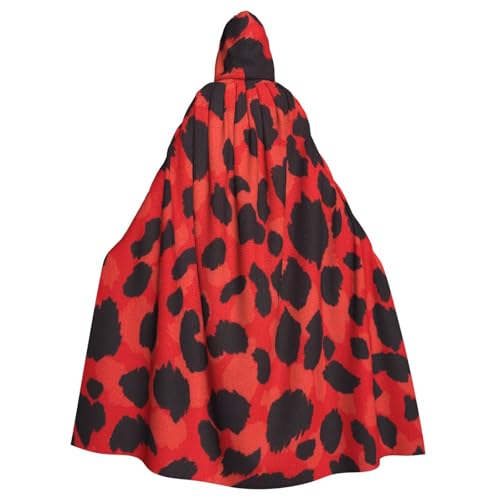 WYYDPPLK Kapuzenumhang mit lustigem rotem Leopardenmuster, für Erwachsene, Unisex, Halloween, Weihnachten, Cosplay von WYYDPPLK
