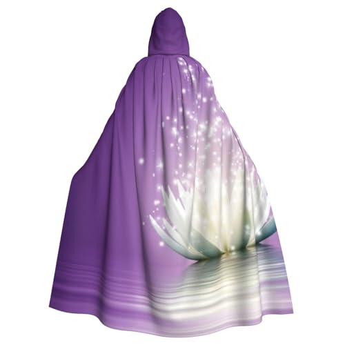 WYYDPPLK Kapuzenumhang mit lustiger Lotusblüte, violetter Druck, für Erwachsene, Unisex, Halloween, Weihnachten, Cosplay von WYYDPPLK
