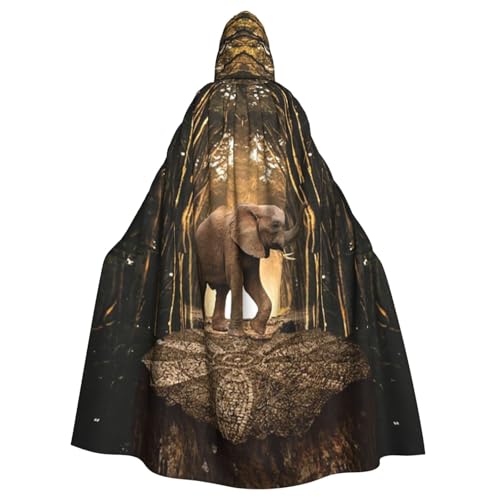 WYYDPPLK Kapuzenumhang mit lustiger Skulptur, Elefanten-Druck, für Erwachsene, Unisex, Halloween, Weihnachten, Cosplay von WYYDPPLK