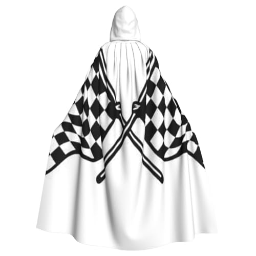 WYYDPPLK Kapuzenumhang mit lustiger karierter Flagge, Rennflagge, für Erwachsene, Unisex, Halloween, Weihnachten, Cosplay von WYYDPPLK