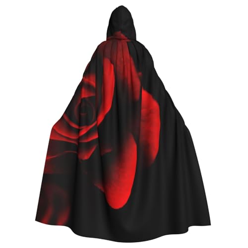 WYYDPPLK Kapuzenumhang mit lustiger roter Rose für Erwachsene, Unisex, Halloween, Weihnachten, Cosplay von WYYDPPLK