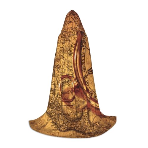WYYDPPLK Langer Kapuzenumhang für Jugendliche Gesetz des Kompass-Navigationsdrucks Cosplay Rolle Party Halloween Kostüme von WYYDPPLK