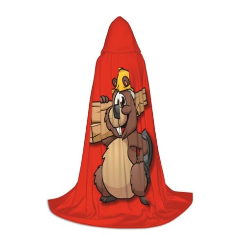 WYYDPPLK Langer Kapuzenumhang für Teenager, Biber, Arbeitsdruck, Cosplay, Rolle, Party, Halloween-Kostüme von WYYDPPLK