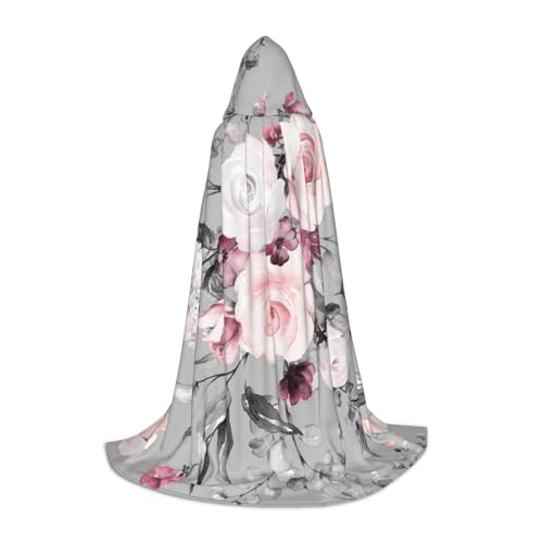 WYYDPPLK Langer Kapuzenumhang für Teenager, Blumendruck, Cosplay, Rollenparty, Halloween-Kostüme von WYYDPPLK