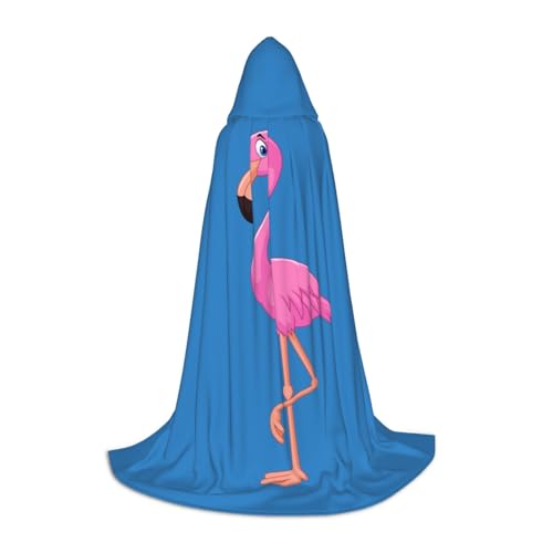 WYYDPPLK Langer Kapuzenumhang für Teenager, Cartoon-Flamingo-Druck, Cosplay, Rollenparty, Halloween-Kostüme von WYYDPPLK