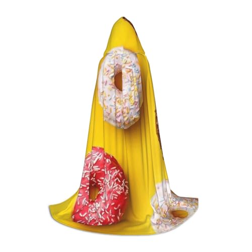 WYYDPPLK Langer Kapuzenumhang für Teenager, Donut-Druck, Cosplay, Rollenparty, Halloween-Kostüme von WYYDPPLK