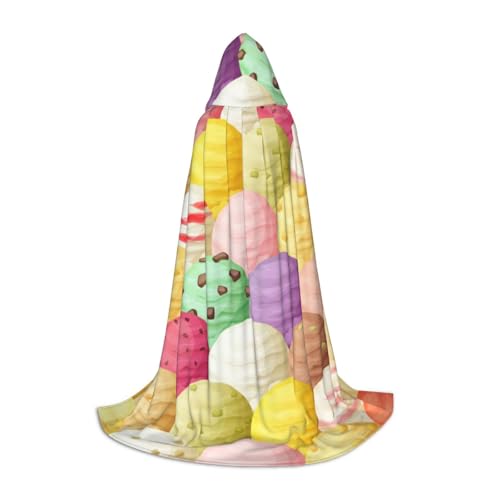 WYYDPPLK Langer Kapuzenumhang für Teenager, Eiscreme-Druck, Cosplay, Rollenparty, Halloween-Kostüme von WYYDPPLK