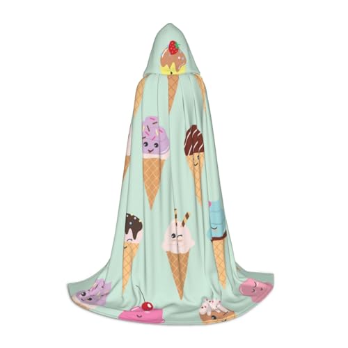 WYYDPPLK Langer Kapuzenumhang für Teenager, Eiswaffeln, Druck, Cosplay, Rollenparty, Halloween-Kostüme von WYYDPPLK