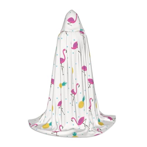WYYDPPLK Langer Kapuzenumhang für Teenager, Flamingo- und Ananas-Druck, Cosplay, Rollenparty, Halloween-Kostüme von WYYDPPLK