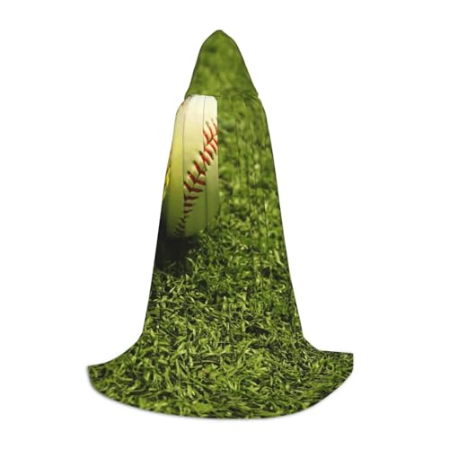 WYYDPPLK Langer Kapuzenumhang für Teenager, Gras, Baseball, Softball-Druck, Cosplay, Rollenparty, Halloween-Kostüme von WYYDPPLK