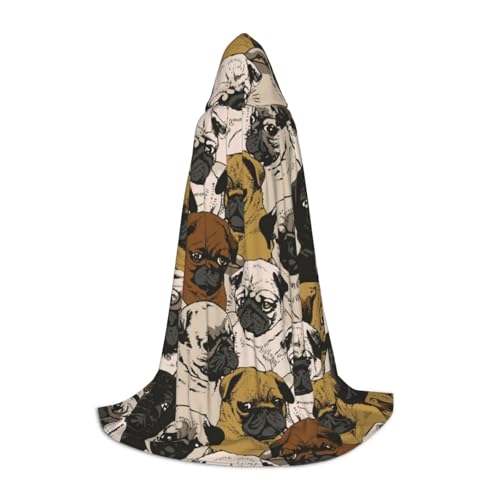 WYYDPPLK Langer Kapuzenumhang für Teenager, Imagen De Pug Druck, Cosplay, Rollenparty, Halloween-Kostüme von WYYDPPLK