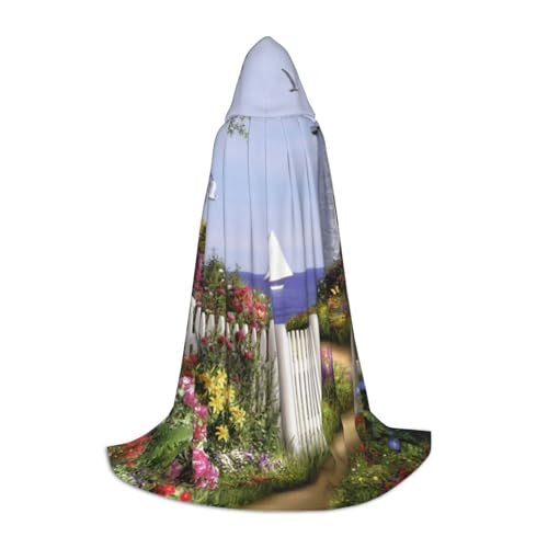 WYYDPPLK Langer Kapuzenumhang für Teenager, Leuchtturm, Diamantgemälde, Druck, Cosplay, Rollenparty, Halloween-Kostüme von WYYDPPLK