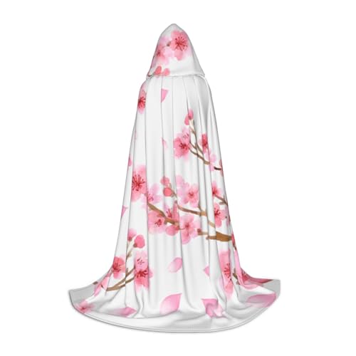 WYYDPPLK Langer Kapuzenumhang für Teenager, Pflaumenblüten-Druck, Cosplay, Rollenparty, Halloween-Kostüme von WYYDPPLK
