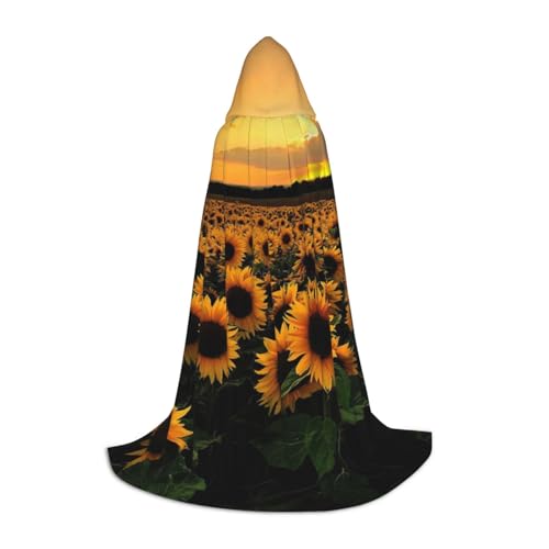 WYYDPPLK Langer Kapuzenumhang für Teenager, Sonnenblumen, Meeresdruck, Cosplay, Rollenparty, Halloween-Kostüme von WYYDPPLK