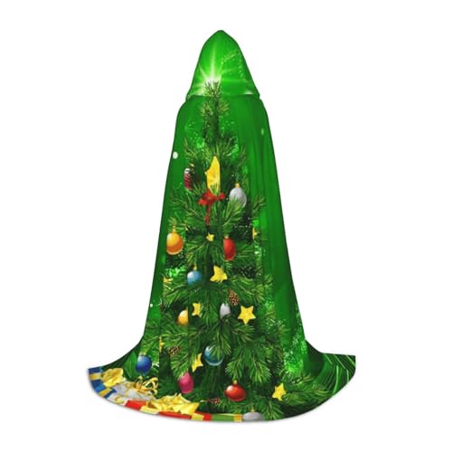 WYYDPPLK Langer Kapuzenumhang für Teenager, Weihnachtsbäume, Druck, Cosplay, Rollenparty, Halloween-Kostüme von WYYDPPLK
