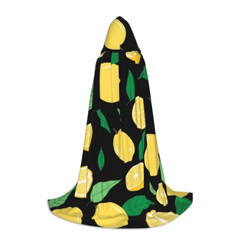 WYYDPPLK Langer Kapuzenumhang für Teenager, Zitronenfrucht-Druck, Cosplay, Rollenparty, Halloween-Kostüme von WYYDPPLK