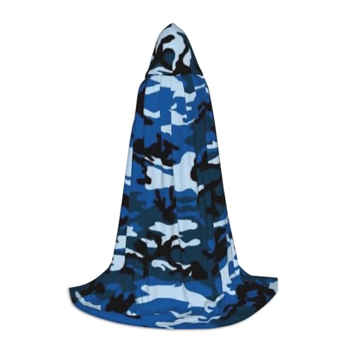 WYYDPPLK Langer Kapuzenumhang für Teenager, blauer Camouflage-Druck, Cosplay, Rollenparty, Halloween-Kostüme von WYYDPPLK