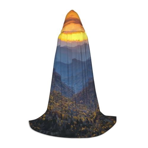 WYYDPPLK Langer Kapuzenumhang für Teenager, blauer Grat, Parkway-Berg-Druck, Cosplay, Rollenparty, Halloween-Kostüme von WYYDPPLK