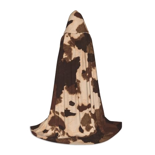 WYYDPPLK Langer Kapuzenumhang für Teenager, braunes Rindsleder, Kunstdruck, Cosplay, Rollenparty, Halloween-Kostüme von WYYDPPLK