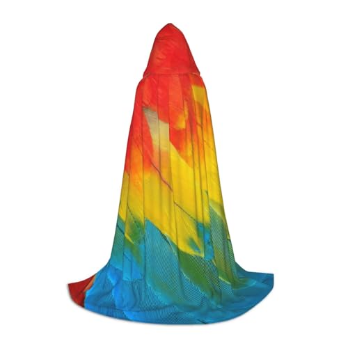 WYYDPPLK Langer Kapuzenumhang für Teenager, fantastischer Papageienfeder-Druck, Cosplay, Rollenparty, Halloween-Kostüme von WYYDPPLK