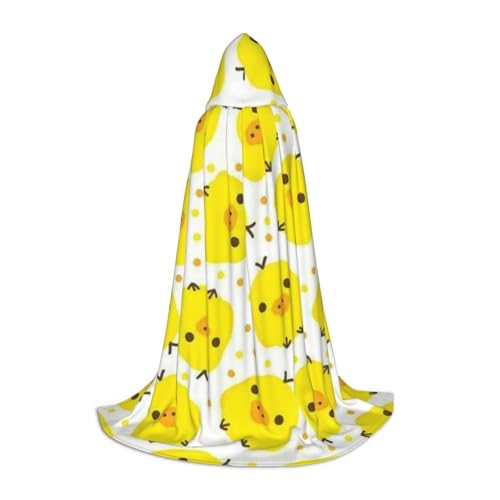 WYYDPPLK Langer Kapuzenumhang für Teenager, gelber Huhn-Druck, Cosplay, Rollenparty, Halloween-Kostüme von WYYDPPLK