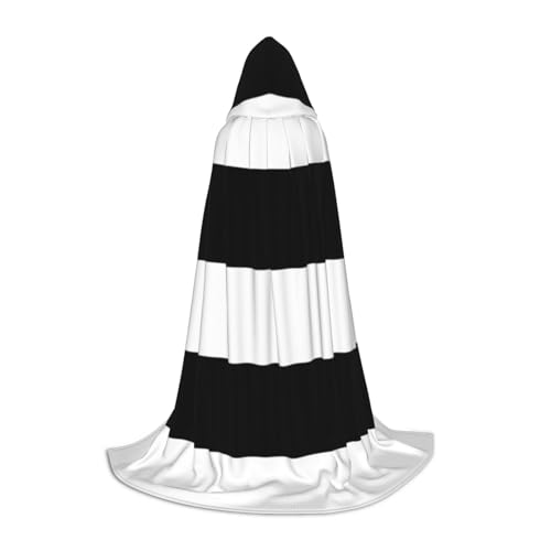 WYYDPPLK Langer Kapuzenumhang für Teenager, gestreift, schwarz-weißer Druck, Cosplay, Rolle, Party, Halloween-Kostüme von WYYDPPLK