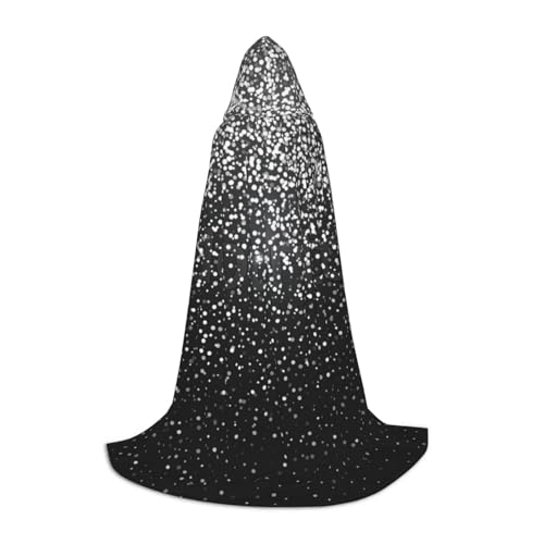WYYDPPLK Langer Kapuzenumhang für Teenager, glänzender silberfarbener Glitzer-Druck, Cosplay, Rolle, Party, Halloween-Kostüme von WYYDPPLK