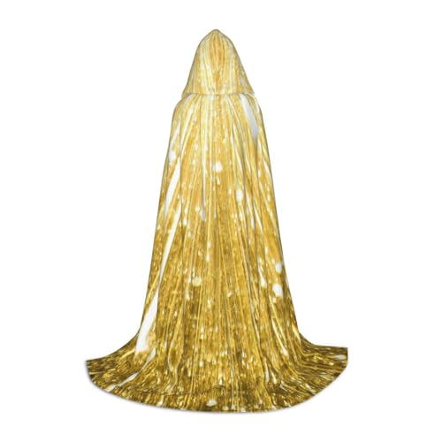 WYYDPPLK Langer Kapuzenumhang für Teenager, goldfarbener Bling-Druck, Cosplay, Rollenparty, Halloween-Kostüme von WYYDPPLK