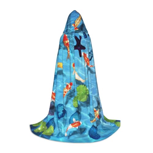 WYYDPPLK Langer Kapuzenumhang für Teenager, japanischer roter Karpfen-Druck, Cosplay, Rollenparty, Halloween-Kostüme von WYYDPPLK