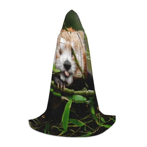 WYYDPPLK Langer Kapuzenumhang für Teenager, kleiner roter Panda-Druck, Cosplay, Rollenparty, Halloween-Kostüme von WYYDPPLK