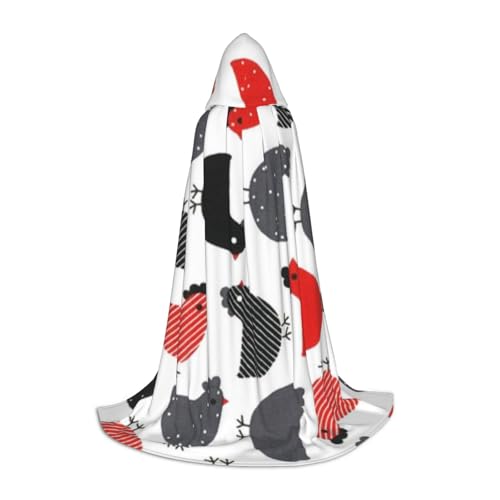 WYYDPPLK Langer Kapuzenumhang für Teenager, kreativer Cartoon-Huhn-Druck, Cosplay, Rollenparty, Halloween-Kostüme von WYYDPPLK