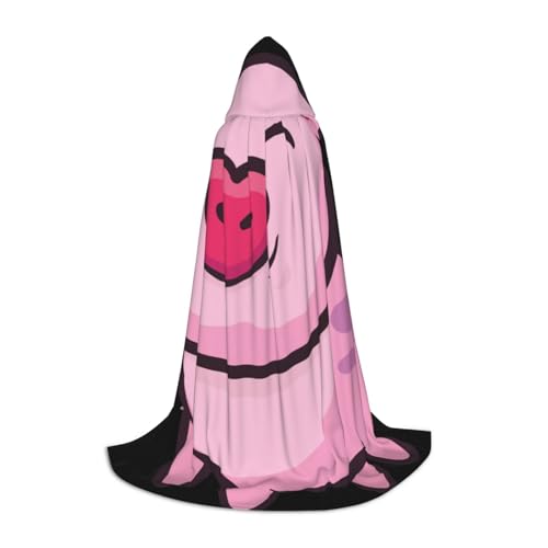 WYYDPPLK Langer Kapuzenumhang für Teenager, lächelndes rosa Schweine-Druck, Cosplay, Rollenparty, Halloween-Kostüme von WYYDPPLK