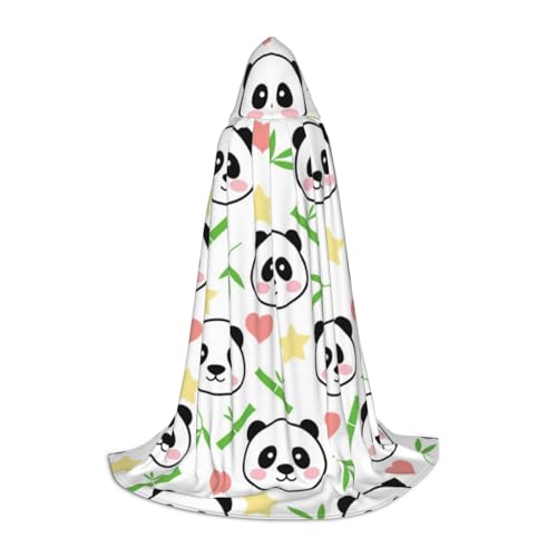 WYYDPPLK Langer Kapuzenumhang für Teenager, niedlicher Panda, Bambus-Stern-Druck, Cosplay, Rollenparty, Halloween-Kostüme von WYYDPPLK