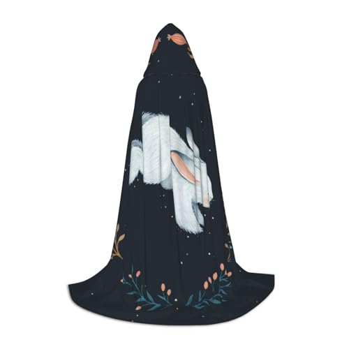 WYYDPPLK Langer Kapuzenumhang für Teenager, niedlicher weißer Hasen-Druck, Cosplay, Rollenparty, Halloween-Kostüme WYYDPPLK Langer Kapuzenumhang für Teenager, niedlicher weißer Hasen-Druck, Cosplay, Rollenparty, Halloween-Kostüme von WYYDPPLK