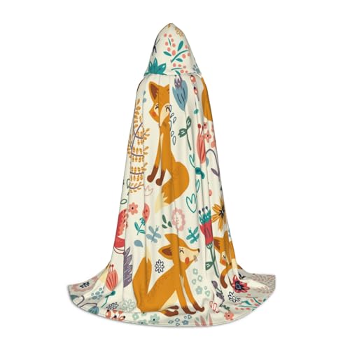 WYYDPPLK Langer Kapuzenumhang für Teenager, niedliches florales Tiermuster, Druck, Cosplay, Rollenparty, Halloween-Kostüme von WYYDPPLK