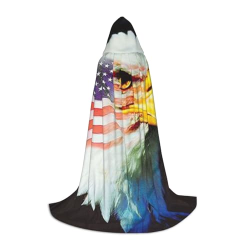 WYYDPPLK Langer Kapuzenumhang für Teenager, patriotischer Adler-Druck, Cosplay, Rollenparty, Halloween-Kostüme von WYYDPPLK
