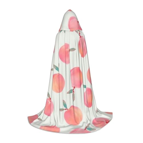 WYYDPPLK Langer Kapuzenumhang für Teenager, rosa Pfirsichmuster, Druck, Cosplay, Rollenparty, Halloween-Kostüme von WYYDPPLK