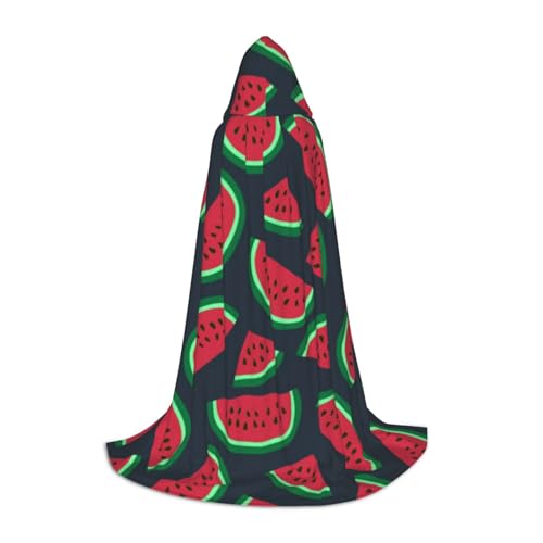 WYYDPPLK Langer Kapuzenumhang für Teenager, roter Wassermelonen-Druck, Cosplay, Rollenparty, Halloween-Kostüme von WYYDPPLK