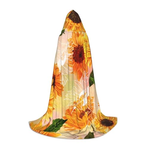 WYYDPPLK Langer Kapuzenumhang für Teenager, schöner Sonnenblumen-Druck, Cosplay, Rollenparty, Halloween-Kostüme von WYYDPPLK