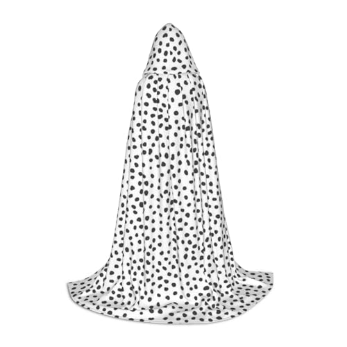 WYYDPPLK Langer Kapuzenumhang für Teenager, schwarz-weißer Punkt-Druck, Cosplay, Rollenparty, Halloween-Kostüme von WYYDPPLK