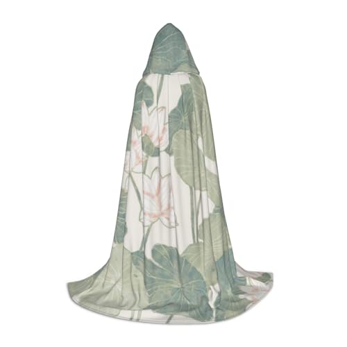 WYYDPPLK Langer Kapuzenumhang für Teenager, schwarze Lilien-Pads, Druck, Cosplay, Rollenparty, Halloween-Kostüme von WYYDPPLK