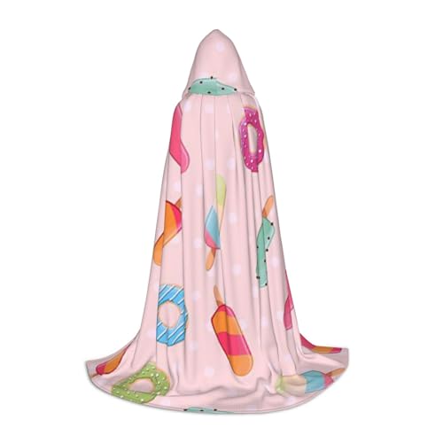WYYDPPLK Langer Kapuzenumhang für Teenager, viele farbige Eiscreme-Druck, Cosplay, Rollenparty, Halloween-Kostüme von WYYDPPLK