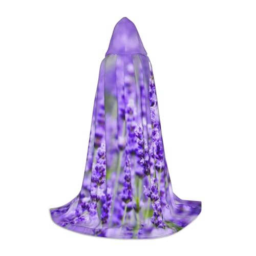 WYYDPPLK Langer Kapuzenumhang für Teenager, violetter Lavendel-Druck, Cosplay, Rollenparty, Halloween-Kostüme von WYYDPPLK