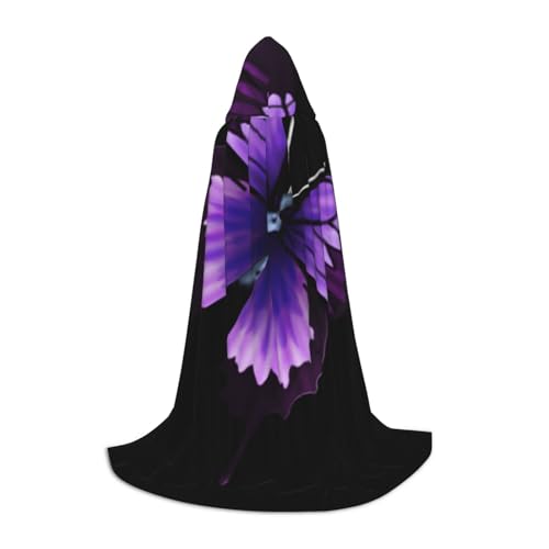 WYYDPPLK Langer Kapuzenumhang für Teenager, violetter Schmetterlings-Druck, Cosplay, Rolle, Party, Halloween-Kostüme WYYDPPLK Langer Kapuzenumhang für Teenager, violetter Schmetterlings-Druck, Cosplay, Rolle, Party, Halloween-Kostüme von WYYDPPLK