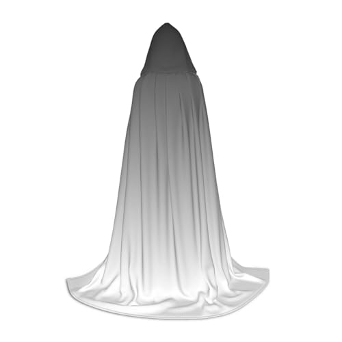 WYYDPPLK Langer Kapuzenumhang für Teenager, weiß bis schwarz, bedruckt, Cosplay, Rolle, Party, Halloween-Kostüme von WYYDPPLK