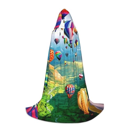 WYYDPPLK Langer Kapuzenumhang für Teenager Heißluftballons Druck Cosplay Rolle Party Halloween Kostüme von WYYDPPLK