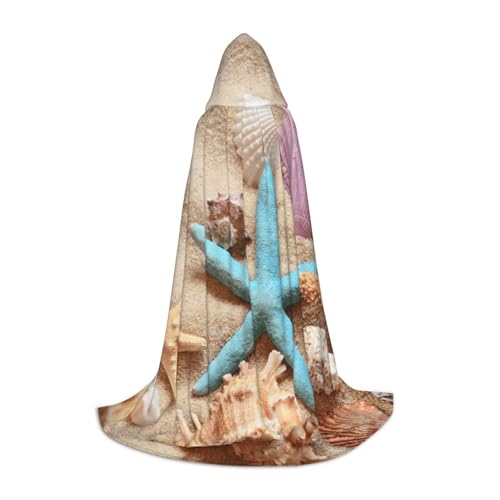 WYYDPPLK Langer Kapuzenumhang für Teenager Muscheln Seestern Druck Cosplay Rolle Party Halloween Kostüme von WYYDPPLK