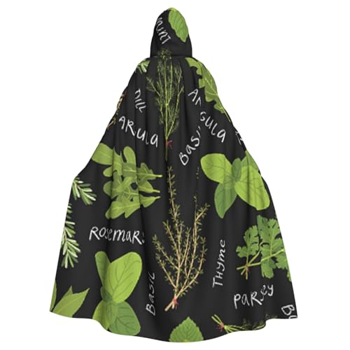 WYYDPPLK Lustiger Basilikum-Thymian-Dill- und Rosmarin-Druck, Kapuzenumhang für Erwachsene, Unisex, Halloween, Weihnachten, Cosplay-Umhang von WYYDPPLK