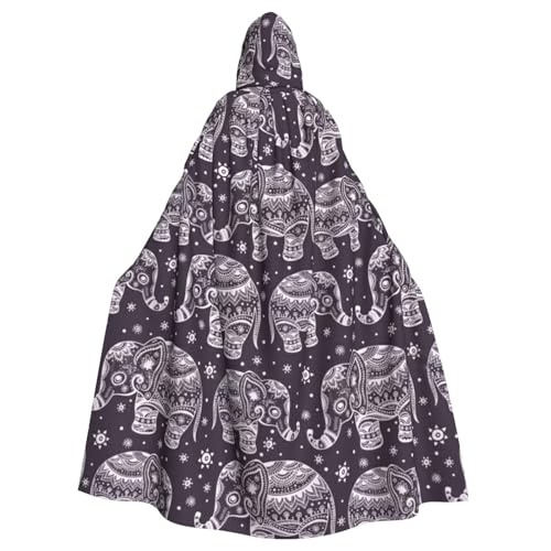 WYYDPPLK Lustiger Cartoon-Umhang mit niedlichem Elefanten-Druck, Kapuzenumhang für Erwachsene – Unisex, Halloween, Weihnachten, Cosplay-Umhang von WYYDPPLK